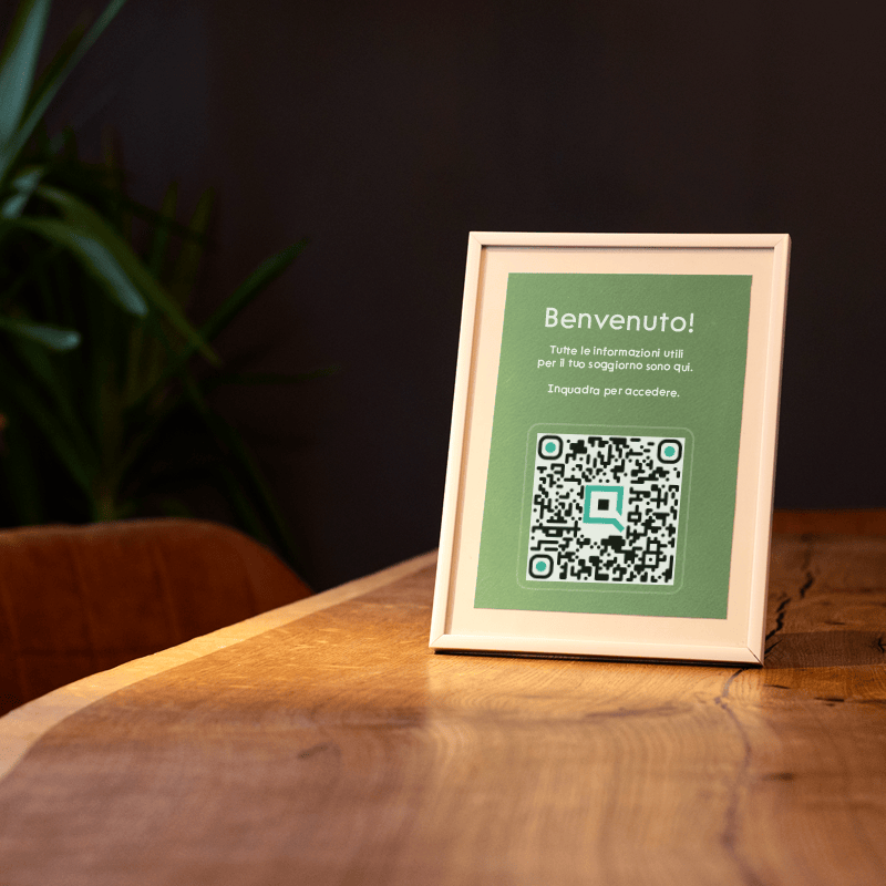 QR code LOQY sul bancone della reception